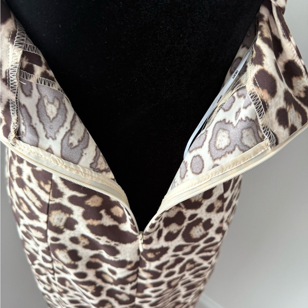 NWT DKNY Criss Cross Sleeveless Leopard Print Bodycon Dress Size 2 - Picture 7 of 9